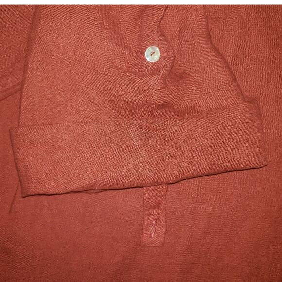 Lungo L’Arno Vintage Italian Linen Tunic 3X – Terracotta Boho Crochet Hem Top - Picture 7 of 9